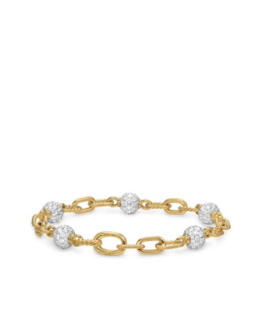 Pulsera DY Madison de 6 mm en oro amarillo de 18 ct con diamantes y cuentas David Yurman de color Metallic