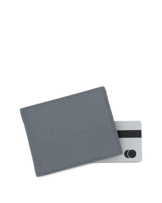 Karl Lagerfeld Gray Debossed-Logo Bifold Wallet for men