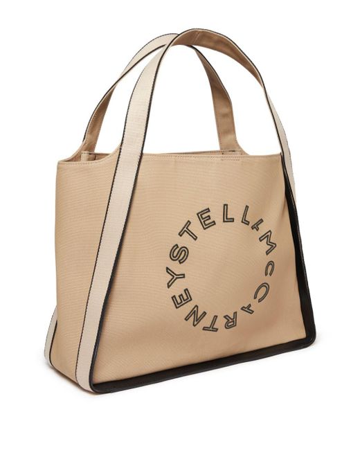 Bolso shopper con logo bordado Stella McCartney de color Natural