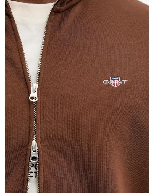 Gant Brown Zip-Up Sweater for men