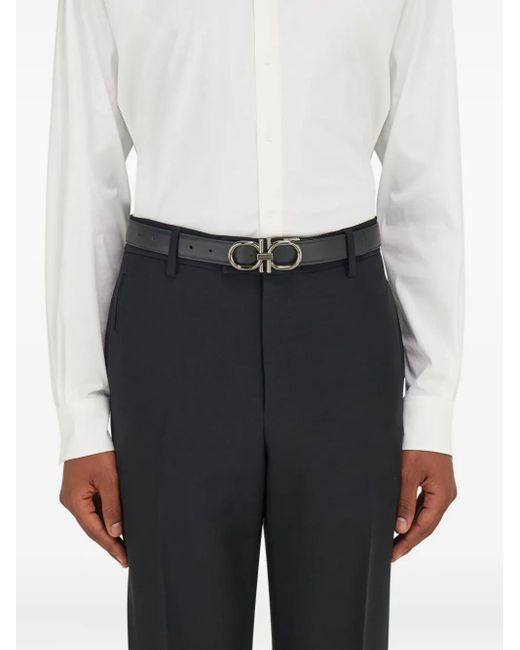 Ferragamo White Dark Leather Belt for men