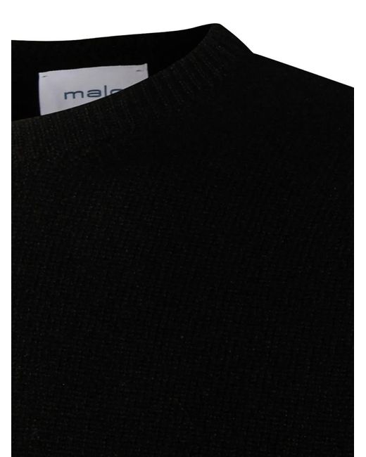 Malo Black Round-Neck Cashmere Sweater for men