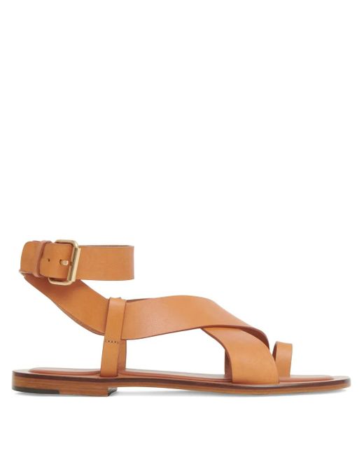 Mansur Gavriel Brown Leather Flat Sandals