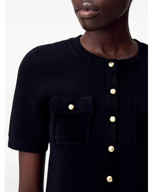 Claudie Pierlot Black Velvet Knit Cardigan
