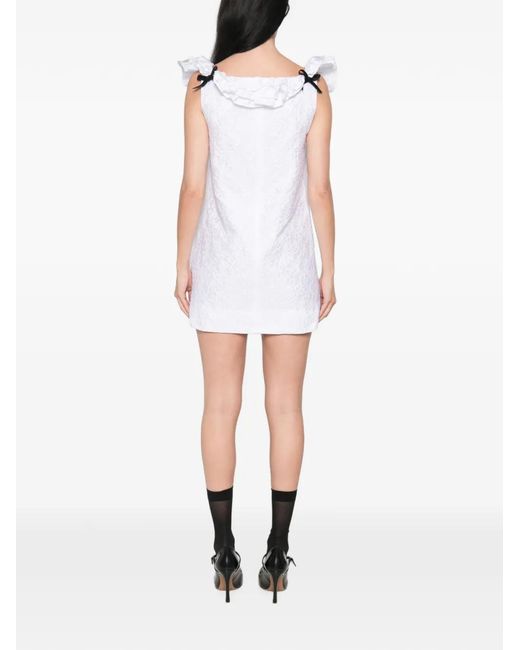 ShuShu/Tong White Ruffled Lace-Trim Mini Dress