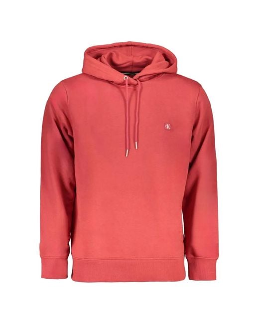Calvin Klein Red Logo-Patch Hoodie for men