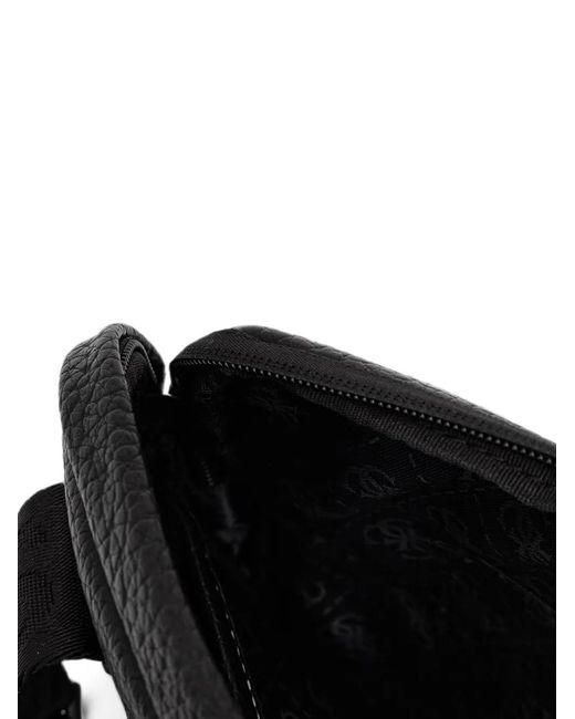 Guess Black Boston Logo-Plaque Pebbled-Effect Shoulder Bag for men