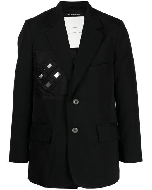 Song For The Mute Black Appliqué Detail Single-Breasted Blazer for men