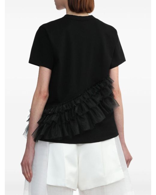 Noir Kei Ninomiya Black Ruffled Cotton T-shirt
