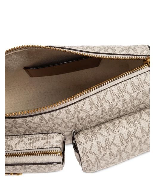 MICHAEL Michael Kors Gray Dakota Monogram-Pattern Shoulder Bag