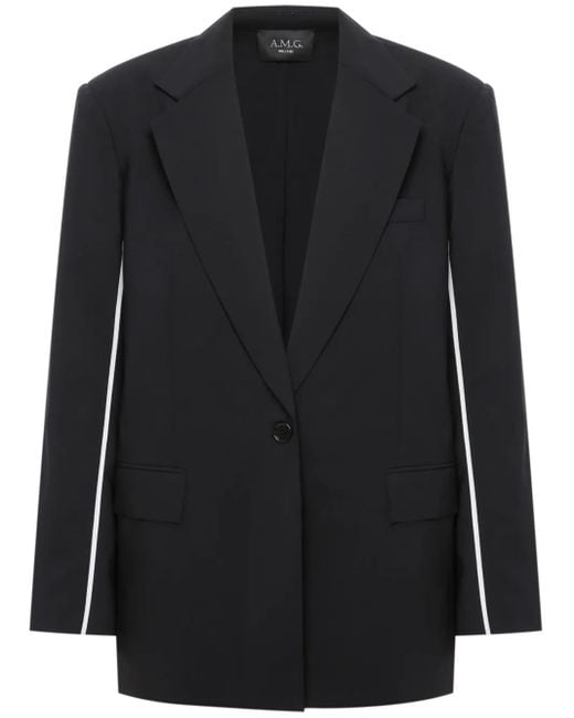 A.M.G Black Contrast-Piping Blazer