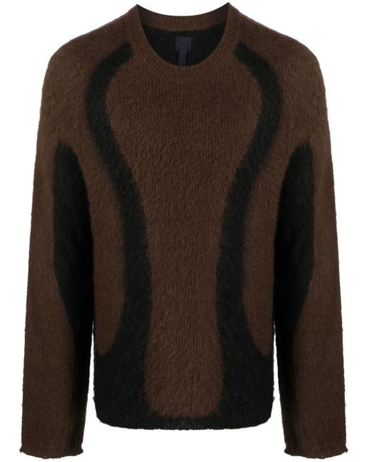 J.L-A.L Black Two-Tone Design Brushed-Effect Jumper for men