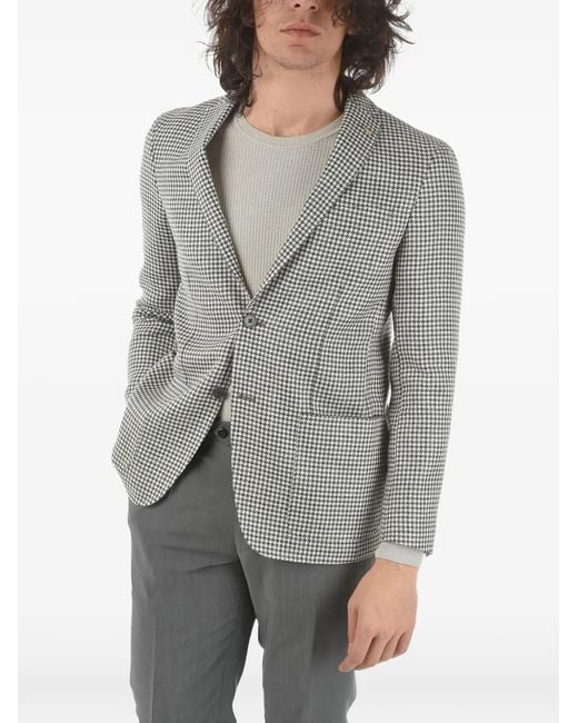 Corneliani Gray Houndstooth Single-Breasted Blazer for men