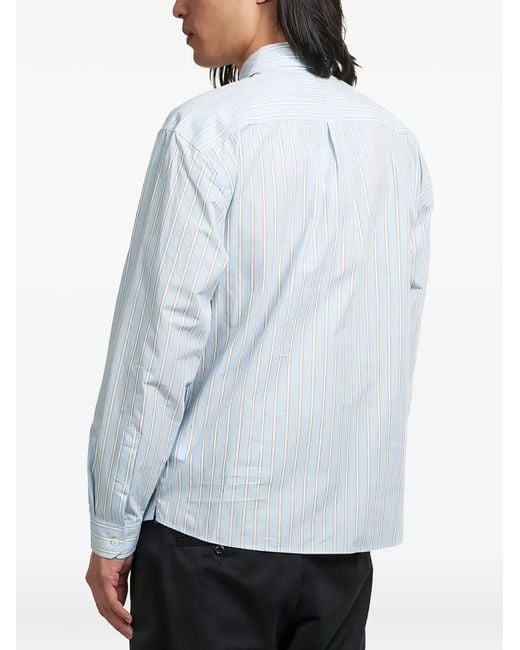 Edmmond Studios Blue Striped Patch-Pocket Shirt for men