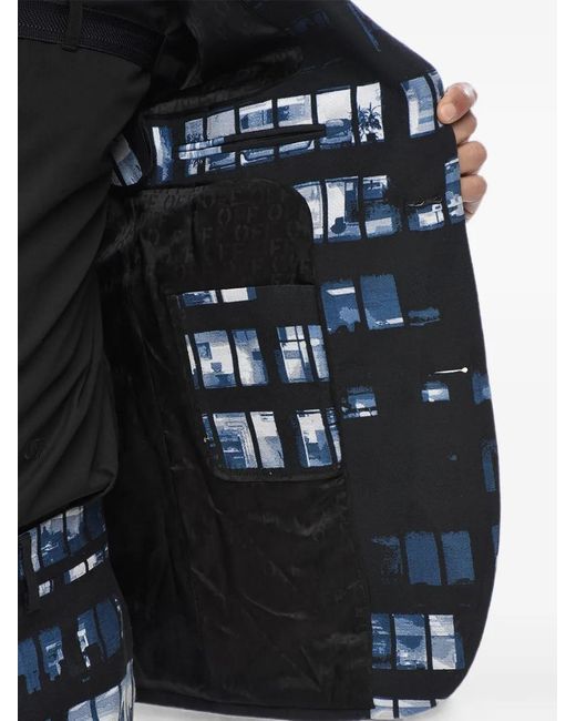 Off-White c/o Virgil Abloh Blue Windows-Print Single-Breasted Blazer for men