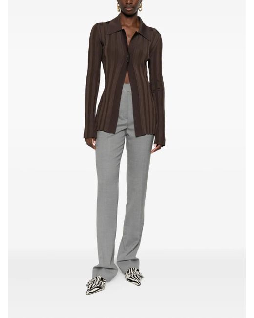 Sportmax Gray Virgin Wool Straight-Leg Trousers
