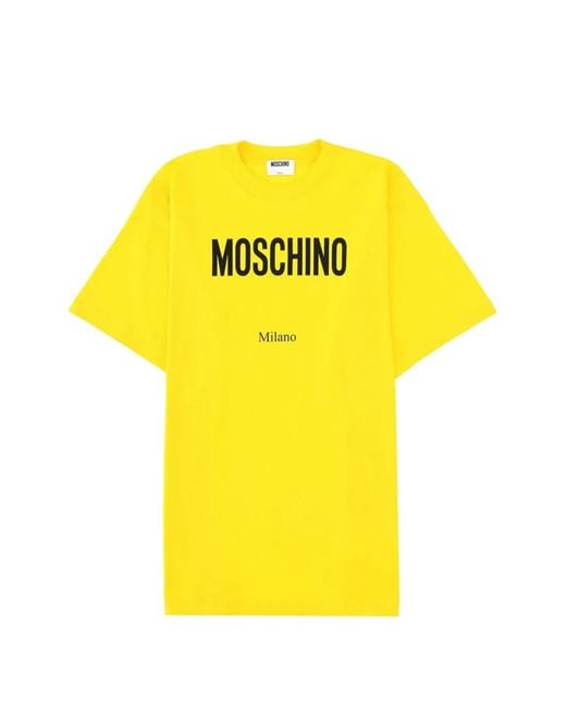 Moschino Yellow Logo-Print T-Shirt for men