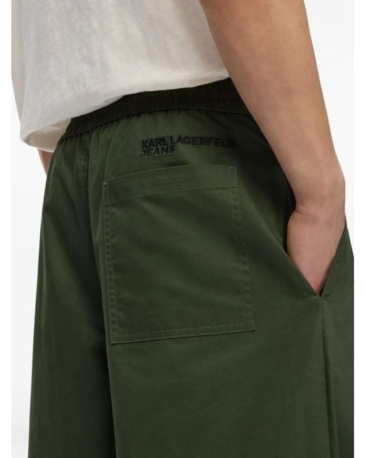 Karl Lagerfeld Green Logo-Embroidered Drawstring Trousers for men