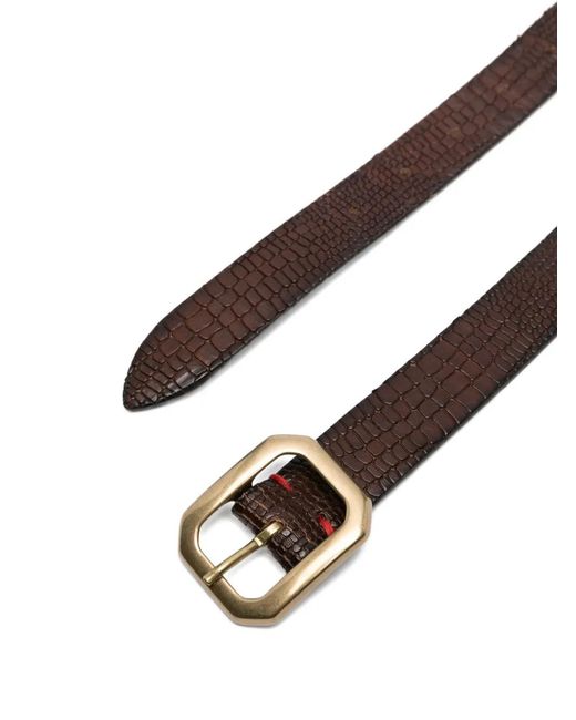 Eleventy White Crocodile-Embossed Rectangular-Buckle Belt for men
