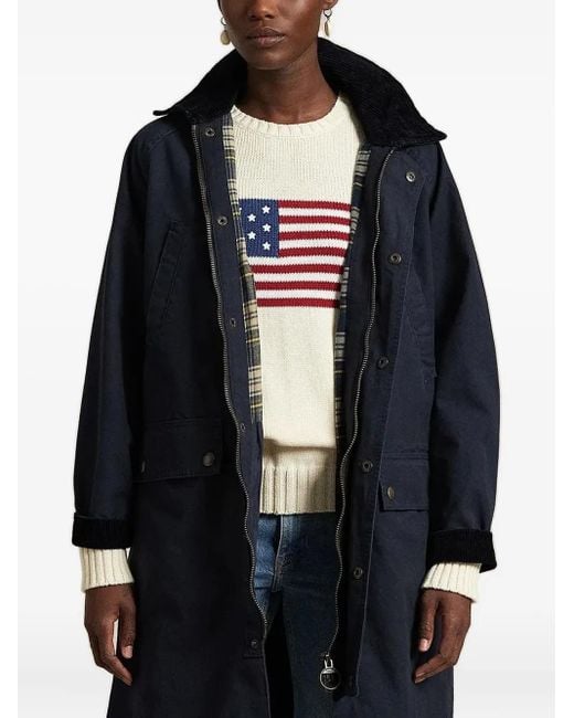 Polo Ralph Lauren Black Mantel mit Cordkragen