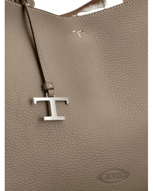 Tod's Brown Two-Handle T-Plaque Shoulder Bag