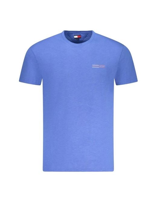 Tommy Hilfiger Blue Logo-Patch Cotton T-Shirt for men