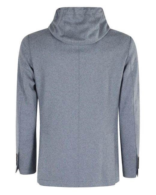 Eleventy Blue Hooded Three-Button Jacket for men