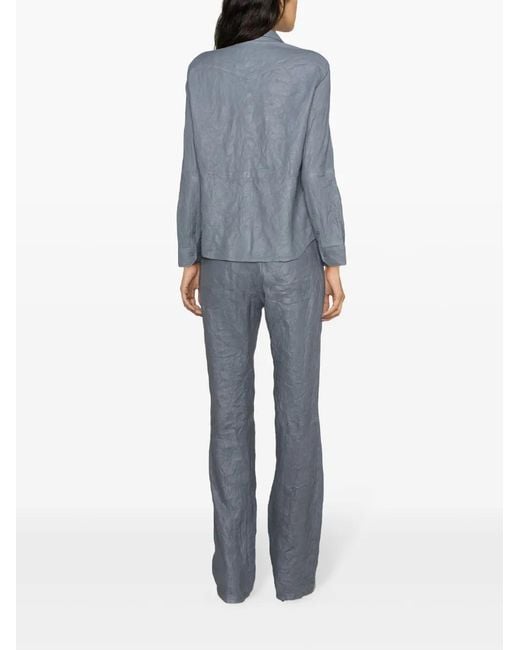 Zadig & Voltaire Blue Thelma Crinkled Leather Shirt
