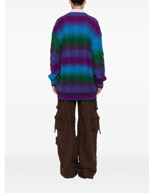 Pull En Maille Torsadée À Col V Gcds en coloris Blue