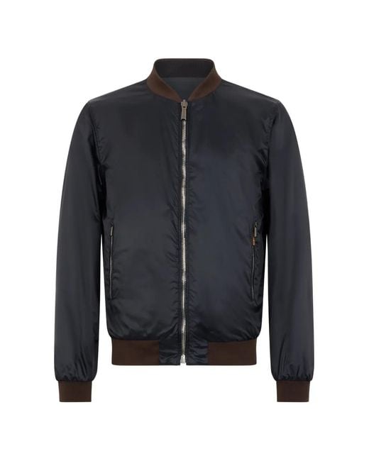 Moorer Blue Zip-Up Bomber Jacket for men