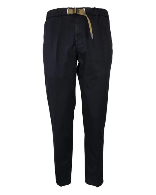 White Sand Blue Elastic-Waistband Buckle-Closure Trousers for men