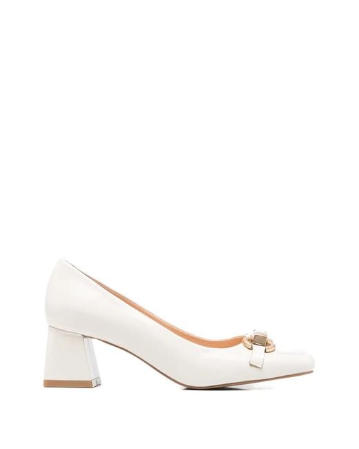 SERGIO MORETTI FIRENZE Natural Horsebit-Detail Square-Toe Pumps
