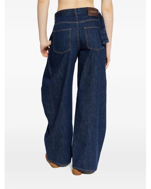 Loewe Blue Belted Wide-Leg Denim Jeans