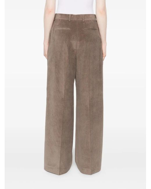 Officine Generale Ribfluwelen Broek Met Wijde Pijpen in het Gray