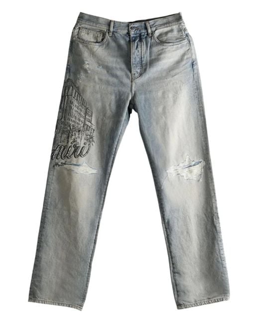 メンズ Amiri Crystal Hotel Jean Distressed Jeans Gray