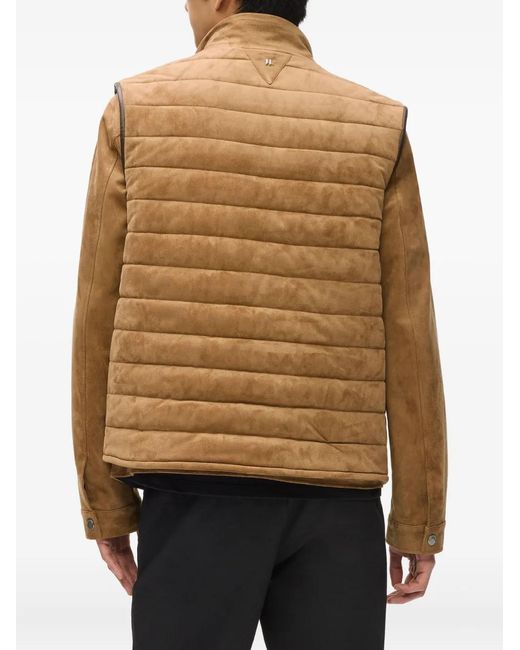 Karl Lagerfeld Brown Quilted Faux-Suede Gilet for men