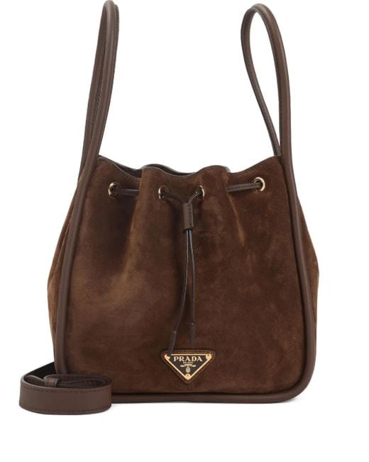 Prada Brown Kleine Tote Bag Mit Logo-Schild