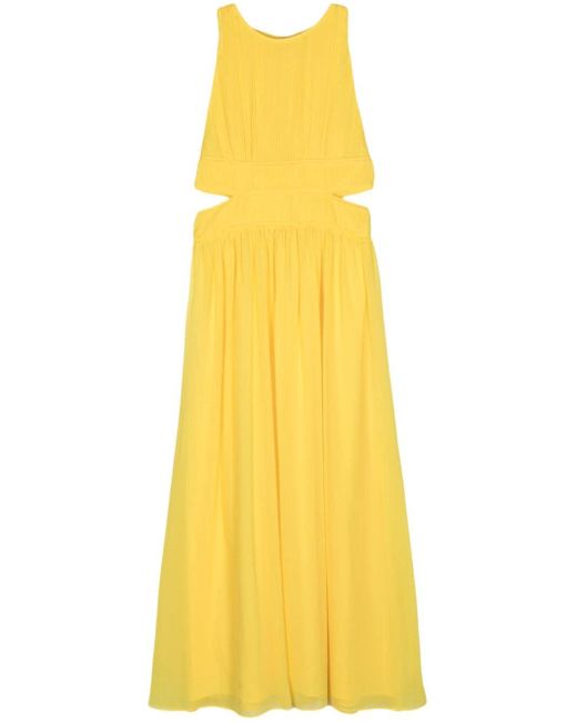 Patrizia Pepe Yellow Cut-out Crepon Maxi Dress