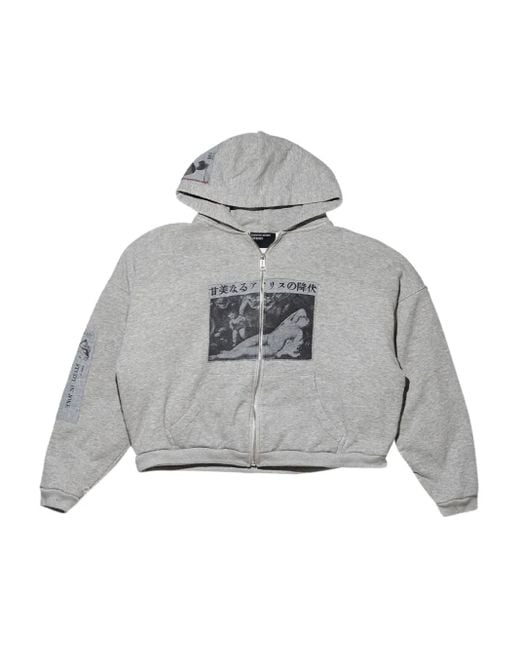 Enfants Riches Deprimes Gray Assemblage Graphic-Print Zip Hoodie for men