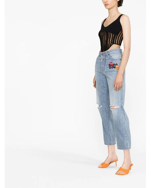 DSquared² Cropped Jeans in het Blue
