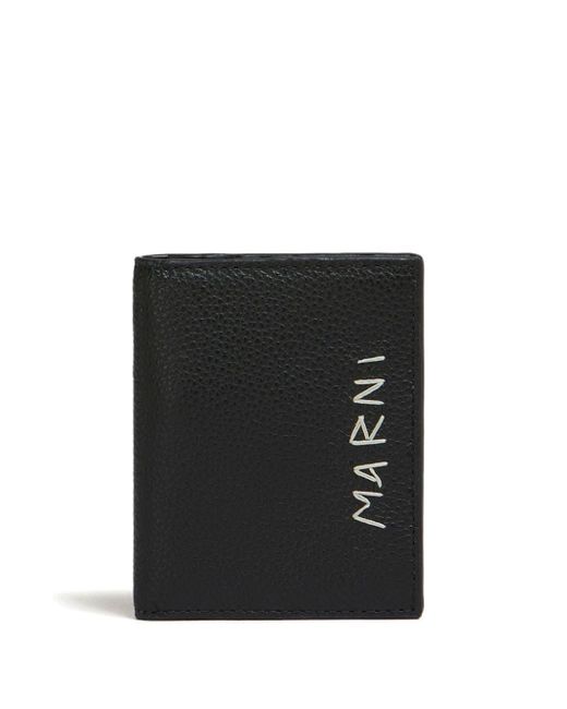 Marni Black Logo-stitch Bi-fold Leather Wallet for men