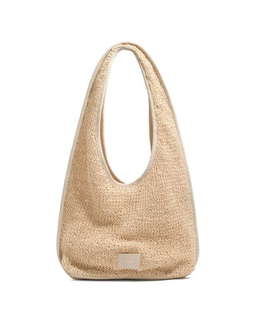 Bimba Y Lola Natural Large Crochet-Knit Shoulder Bag