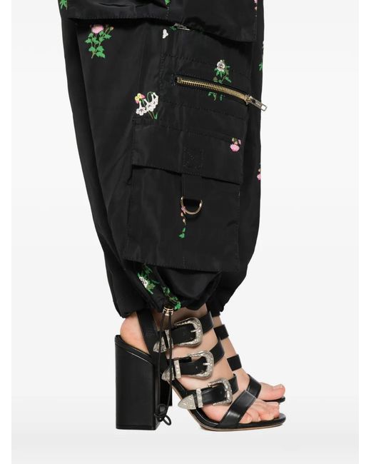 Cynthia Rowley Black Floral-Print Palazzo Pants