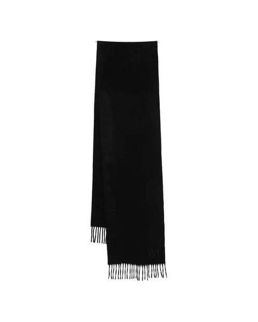 Max Mara Black Camel Stole With Monogram Embroidery