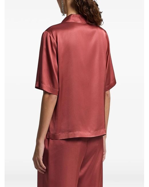Peserico Red Buttoned Short-Sleeve Shirt