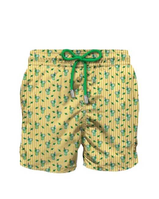 Mc2 Saint Barth Yellow Lighting Striped Swim Shorts for men