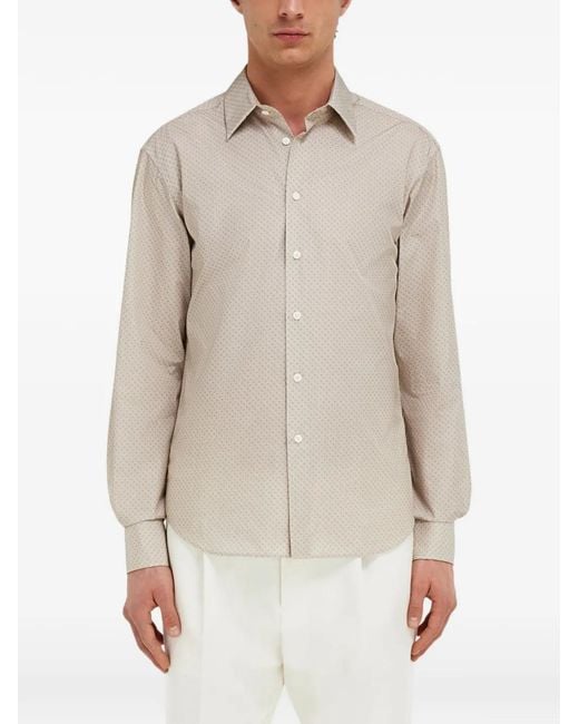 Ferragamo White Micro-Patterned Shirt for men