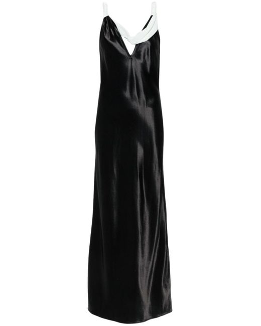 Bottega Veneta Satijnen Maxi-jurk Met Gedraaid Detail in het Black
