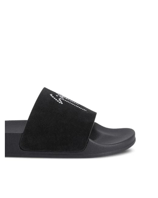 Giuseppe Zanotti Black Crystal-Embellished Slides for men