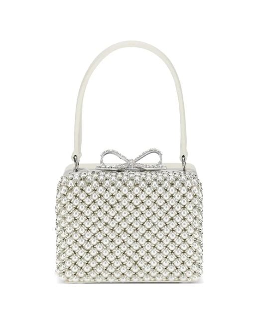 Self-Portrait White Pearl Embellished Micro Bag